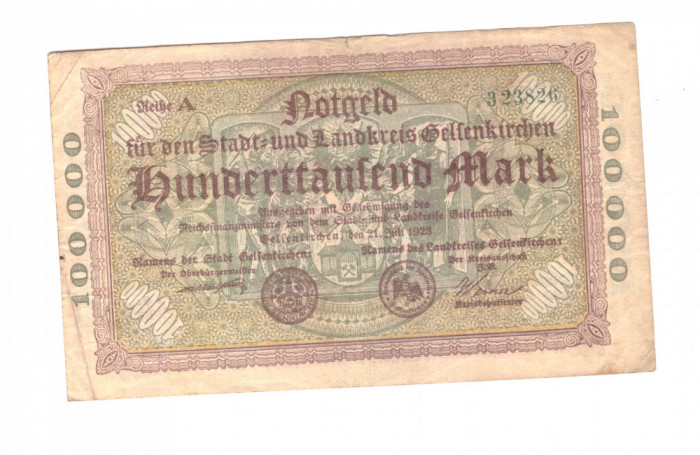 Bancnota Germania - Westfallen 100000 mark/marci 1923, stare buna