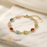 Cumpara ieftin Bratara Regina Culorilor , Bratara reglabila placata cu aur 14K cu cristale multicolore