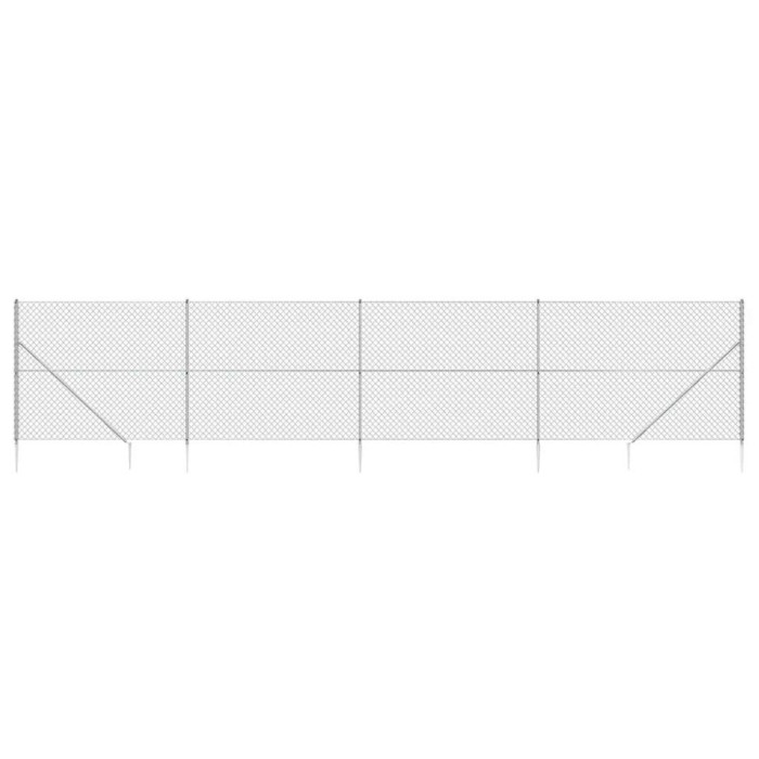 Gard plasa de sarma cu tarusi de fixare, argintiu, 1,6x10 m