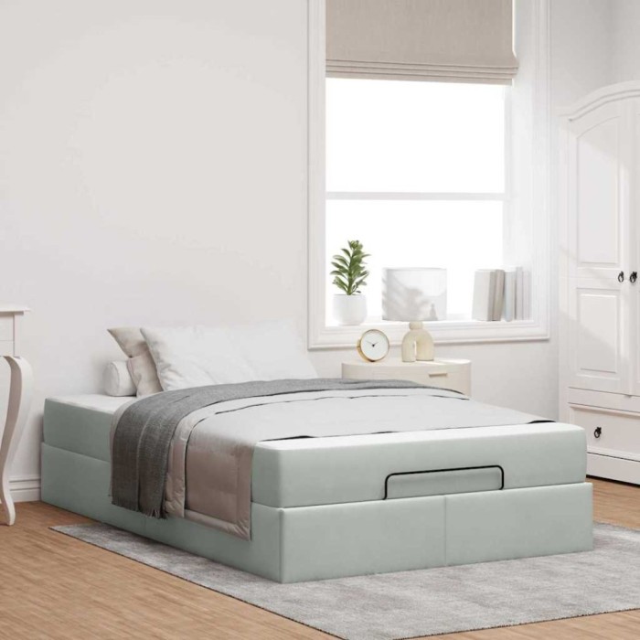 vidaXL Cadru de pat cu saltea Gri deschis 120 x 200 cm Catifea 3399552