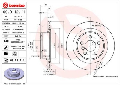 BREMBO 09.D112.11 PRIME LINE - UV Coated Disc frana foto
