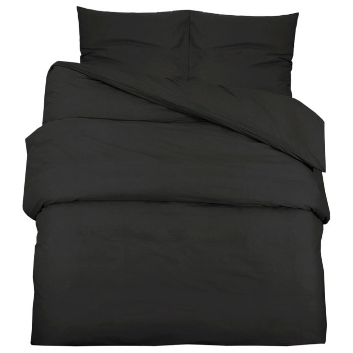 Set cu husa de pilota, negru, 200x220 cm, microfibra