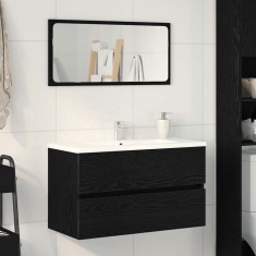 vidaXL Dulap cu Chiuvetă Stejar Negru 80 x 38.5 x 45 cm Lemn compozit