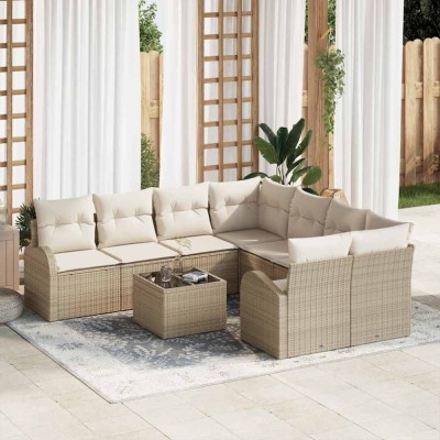 vidaXL Set de canapele pentru grădină 9 pcs Bej 55 x 55 x 37 cm 3345981 foto