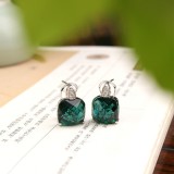 Cumpara ieftin Cercei din Argint 925 cu Cristal Verde Smarald Fatetat si Zirconiu
