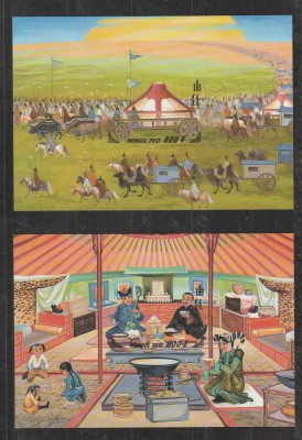Mongolia 1999 - #758 Istoria Locuintelor Mongole NEDANTELATE S/S 2v MNH foto