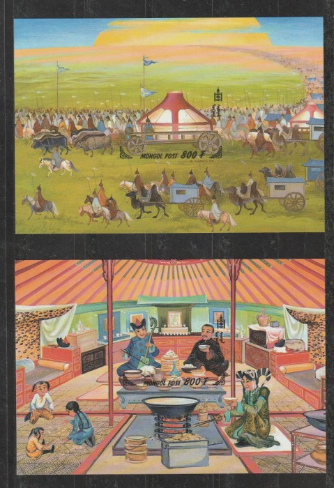 Mongolia 1999 - #758 Istoria Locuintelor Mongole NEDANTELATE S/S 2v MNH