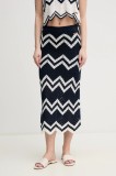 Pepe Jeans fusta OLLIE SKIRT culoarea albastru marin, midi, drept, PL901205