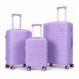 Set 3 trollere de calatorie, valize mov de bagaje cu roti, 3 &icirc;n 1, usoare si rezistente, incuietoare cu cifru, JollyMag, WP16