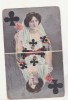 Bnk cp Carte postala - carti de joc - Dama de inima neagra - circulata Bacau 1905 - uzata
