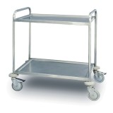 Carucior servire-debarasare-gheridon, 2 polite, inox