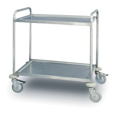 Carucior servire-debarasare-gheridon, 2 polite, inox