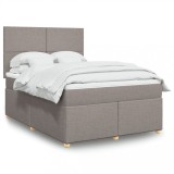 VidaXL Pat box spring cu saltea, gri taupe, 160x200 cm material textil