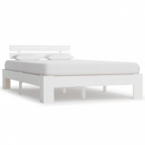 Cadru de pat, alb, 140 x 200 cm, lemn masiv de pin, Cires, Dublu, Cu polite semirotunde, vidaXL