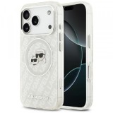 Husa MagSafe pentru Apple iPhone 17 Pro, Karl Lagerfeld, Glitter Karl &amp; Choupette Head, Alba