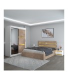 Dormitor Clio Crem Cu Dulap Tapitat 140x200cm