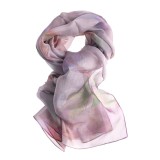 Esarfa eleganta din matase in nuante roz-lila