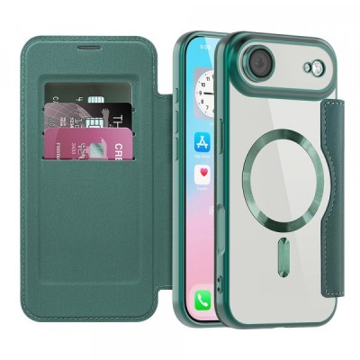 Husa MagSafe pentru Apple iPhone 17 Air, Techsuit, SmartMag Book, Verde foto