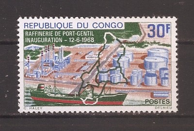Congo 1968 - Inaugurarea Rafinăriei de Petrol, Port Gentil, Gabon, MNH foto