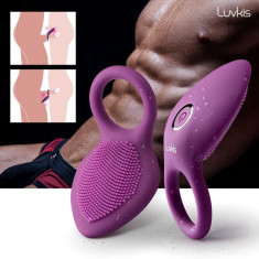 Inel Penis cu Vibratii Vibrator Cockring Erectie Masaj Tongue Feel Wireless foto