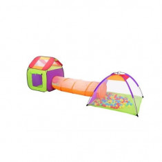 Cort de joaca pentru copii, 3 in 1, igloo si casuta, cu tunel, 200 bile, husa, 375x118x96 cm GartenVIP DiyLine