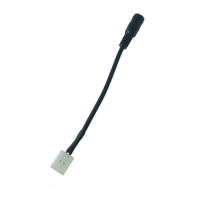 Cablu alimentare benzi Led 8mm, cu conector 2.1 5.5mm mama la conexiune 2 pini, lungime 15cm, negru foto