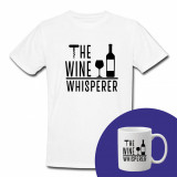 &quot;The WINE whisperer&quot; Set Personalizat &ndash; Tricou + Cană Alb XXL
