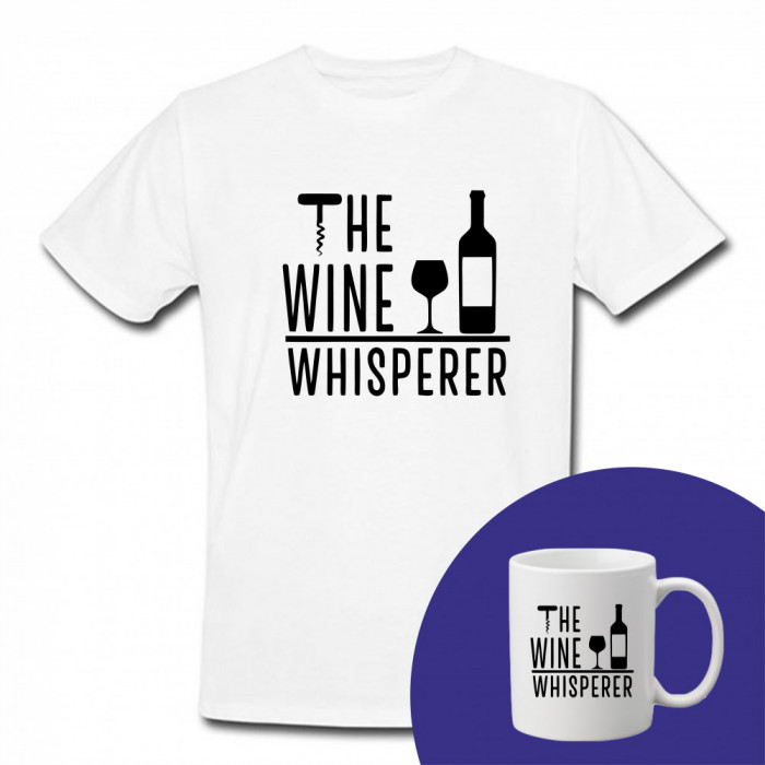 &quot;The WINE whisperer&quot; Set Personalizat &ndash; Tricou + Cană Negru XXL