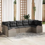 VidaXL Set de canapele pentru grădină cu pernă 7 pcs Gri Rattan poli