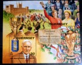 Guernsey 1998 FIFA , Jules Rimet Președintele FIFA (1873-56) ,Regina Elisabeta a-II a, bloc neștampilat, Nestampilat