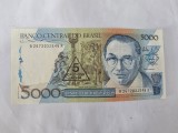 Bancnota Brazilia 5000 Cruzados 1989, Noua, Numismatica, Bancnote Straine, America