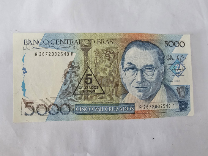 Brazilia 5000 Cruzados 1989 Noua