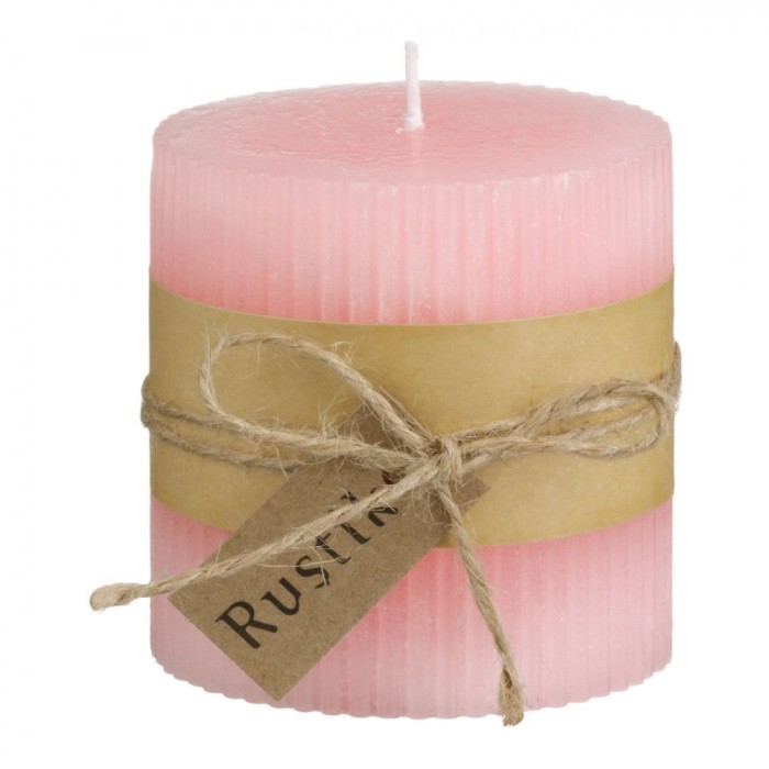 Lum&acirc;nare Rustik, Aromă de Piersică, Culoare Roz, Dimensiuni 6.5x7cm, Durată Ardere 32 Ore