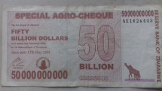 BANCNOTA 50 MILIARDE DOLLARS 2008-ZIMBABWE foto