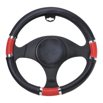 Husa volan Chrome Ring Red, material cauciucat, diametru 37-39cm foto