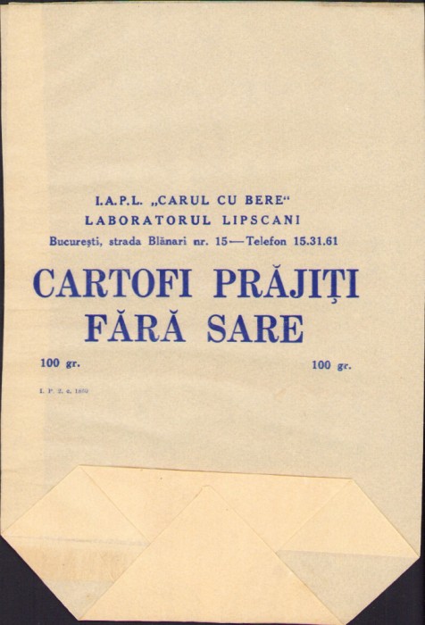 HST Pungă Carul cu bere cartofi prăjiți Rom&acirc;nia comunistă