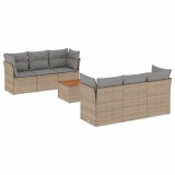 Cumpara ieftin Set canapele de gradina, 7 piese, cu perne, bej, poliratan