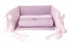 AMY - Lenjerie 3 piese Cu protectie laterala Fluturasi din Bumbac, 120x60 cm, Rose foto