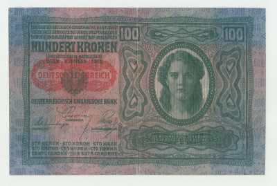 AUSTRIA - UNGARIA - 100 Kronen/Korona/Coroane 1912 TIP A , B1.40 foto