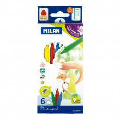 Set 6 Creioane Cerate MILAN, 6 Culori Diferite, Corp Hexagonal, Creioane Colorate Cerate, Creioane Colorate, Creioane Hexagonale Cerate MILAN, Set Cre