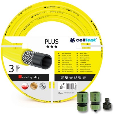 Furtun de gradina,&amp;nbsp;3 straturi, + cadou 2 cuple, 1 adaptor, 3/4&amp;quot;, 25 m,&amp;nbsp;Cellfast&amp;nbsp;Plus GartenVIP DiyLine foto