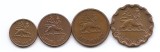 Etiopia Set 4 - 1, 5, 10, 25 Santeem - 1944 - Hail&eacute; Selassi&eacute; I, KM-32. 33. 34. 35