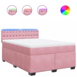 Cumpara ieftin Pat box spring cu saltea, roz, 140x200 cm, catifea