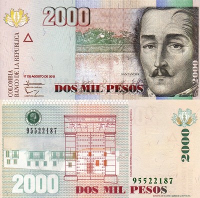 COLUMBIA 2.000 pesos 2012 UNC!!! foto