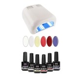 Kit test mic - lacuri gel UV 6x15ml + lampă cu 4 becuri albă 36W, INGINAILS