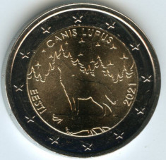 ESTONIA moneda 2 euro comemorativa 2021_Lupul, UNC foto