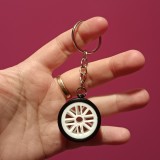 Set 2 brelocuri roti auto , jante albe si cauciucuri negre, cu agatatoare metalica