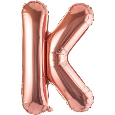 Balon folie metalizata litera k, flippy, 100 cm, umflati cu heliu sau aer, ambalaj individual, pai inclus, rose gold foto