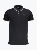 Cumpara ieftin Tricou polo barbati cu logo si detalii contraste, din bumbac, Negru, L