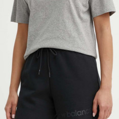 New Balance pantaloni scurti femei, culoarea negru, cu imprimeu, high waist, WS41550BK